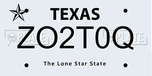 ZO2T0Q Texas License Plate