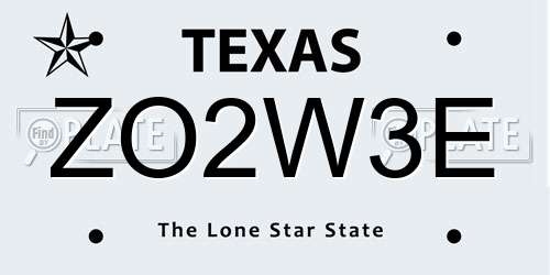 ZO2W3E Texas License Plate