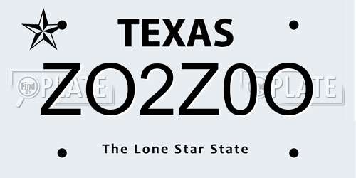 ZO2Z0O Texas License Plate