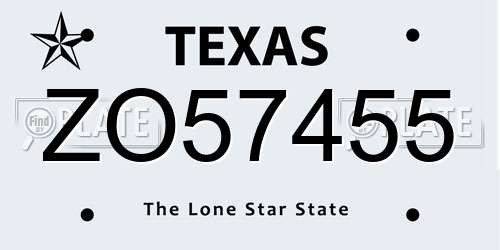 ZO57455 Texas License Plate