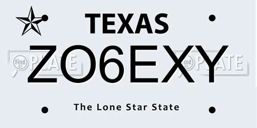 ZO6EXY Texas License Plate