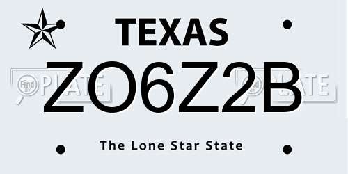 ZO6Z2B Texas License Plate