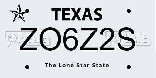 ZO6Z2S Texas License Plate