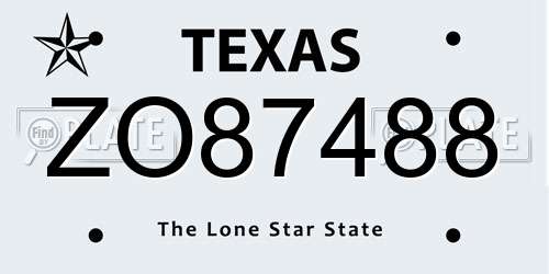 ZO87488 Texas License Plate