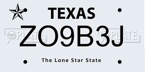 ZO9B3J Texas License Plate