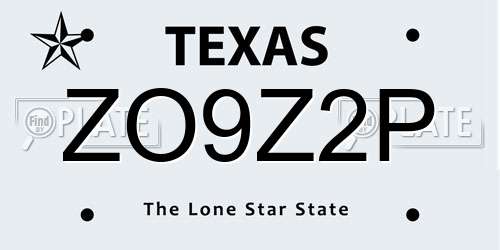 ZO9Z2P Texas License Plate