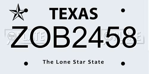 ZOB2458 Texas License Plate