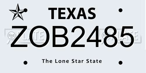 ZOB2485 Texas License Plate
