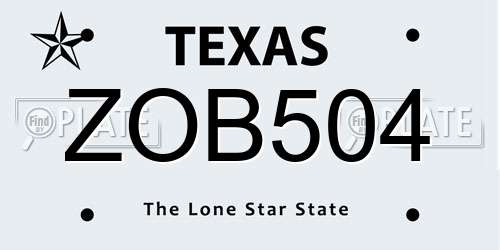 ZOB504 Texas License Plate