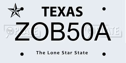 ZOB50A Texas License Plate