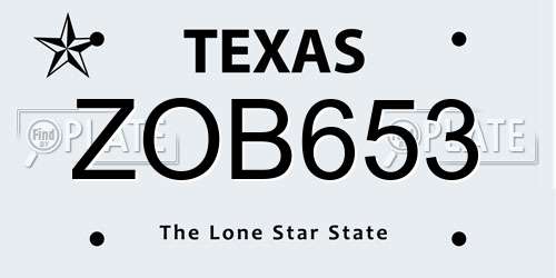 ZOB653 Texas License Plate