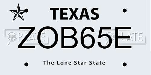 ZOB65E Texas License Plate