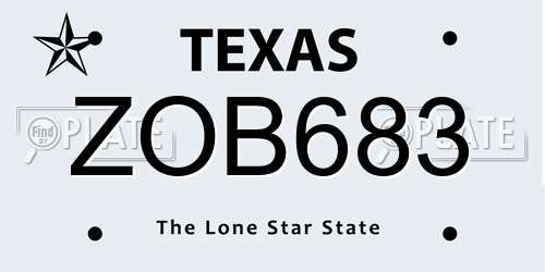 ZOB683 Texas License Plate