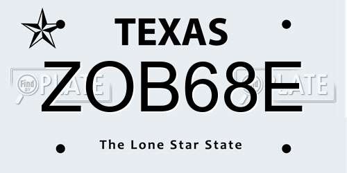 ZOB68E Texas License Plate