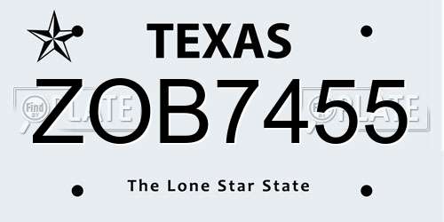 ZOB7455 Texas License Plate