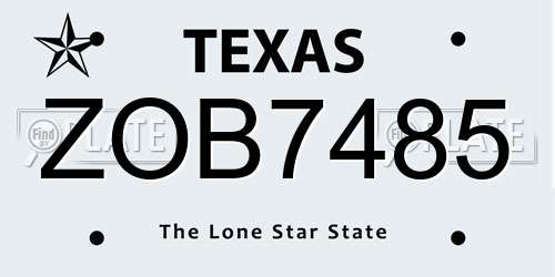 ZOB7485 Texas License Plate