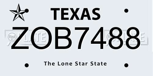ZOB7488 Texas License Plate