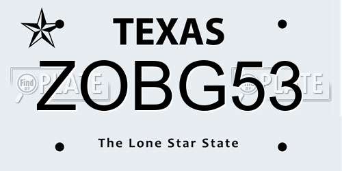 ZOBG53 Texas License Plate