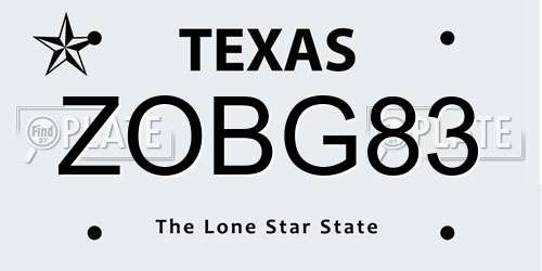 ZOBG83 Texas License Plate