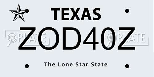 ZOD40Z Texas License Plate