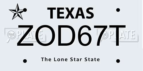 ZOD67T Texas License Plate