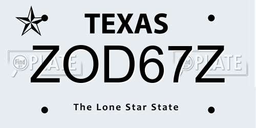 ZOD67Z Texas License Plate
