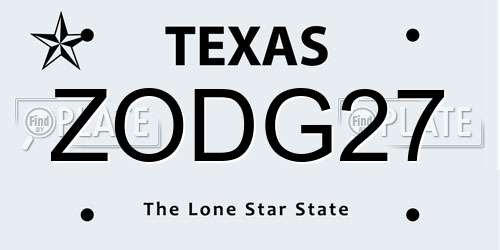 ZODG27 Texas License Plate