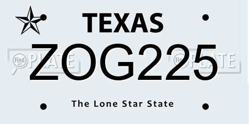 ZOG225 Texas License Plate