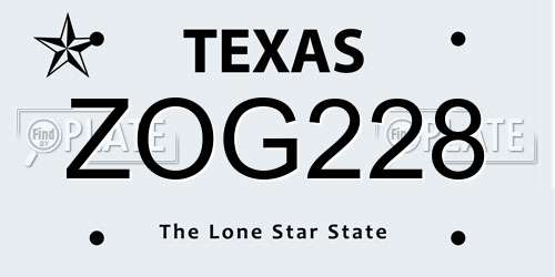 ZOG228 Texas License Plate