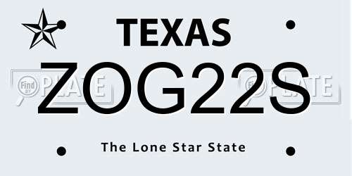 ZOG22S Texas License Plate