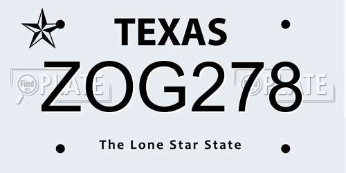 ZOG278 Texas License Plate