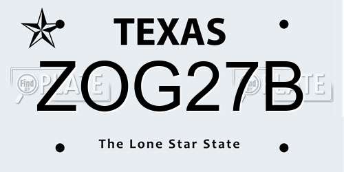 ZOG27B Texas License Plate