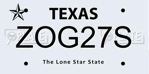 ZOG27S Texas License Plate