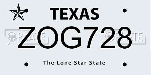 ZOG728 Texas License Plate