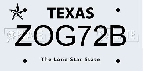 ZOG72B Texas License Plate