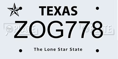 ZOG778 Texas License Plate