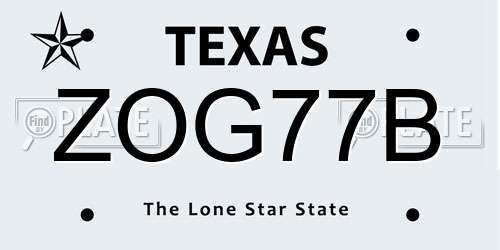 ZOG77B Texas License Plate