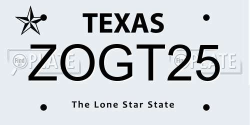 ZOGT25 Texas License Plate