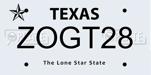 ZOGT28 Texas License Plate