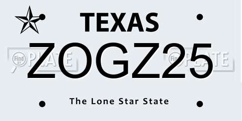 ZOGZ25 Texas License Plate