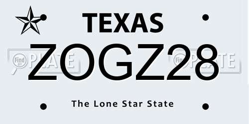 ZOGZ28 Texas License Plate