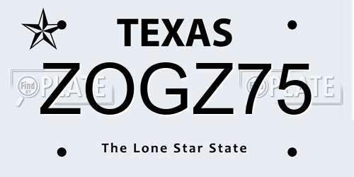 ZOGZ75 Texas License Plate