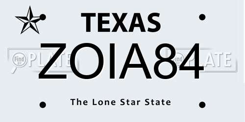 ZOIA84 Texas License Plate