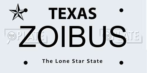 ZOIBUS Texas License Plate