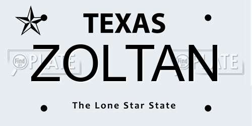 ZOLTAN Texas License Plate