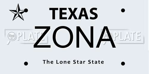ZONA Texas License Plate
