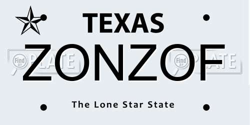 ZONZOF Texas License Plate