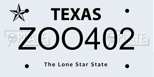 ZOO402 Texas License Plate
