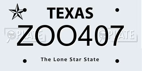 ZOO407 Texas License Plate
