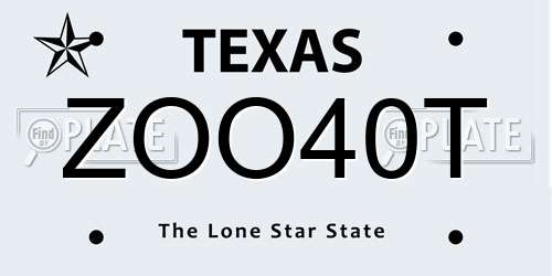 ZOO40T Texas License Plate